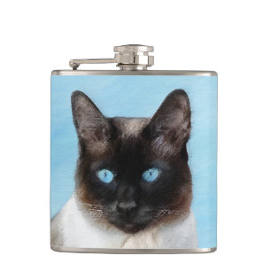 Siamese Katzenmalerei - Niedliche Original Katzenk Flachmann