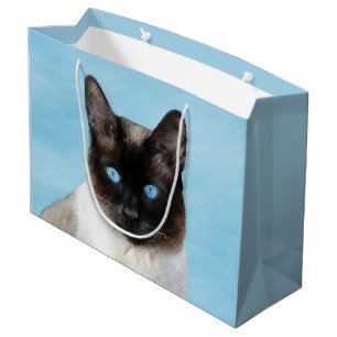 Siamese Katzenmalerei - Niedliche Original Katzenk Große Geschenktüte