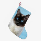 Siamese Katzenmalerei - Niedliche Original Katzenk Kleiner Weihnachtsstrumpf (Vorderansicht (hängend))