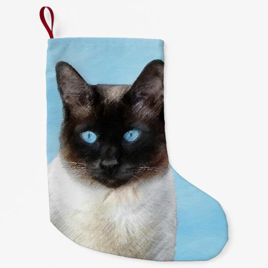 Siamese Katzenmalerei - Niedliche Original Katzenk Kleiner Weihnachtsstrumpf (Vorderseite)