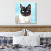 Siamese Katzenmalerei - Niedliche Original Katzenk Leinwanddruck (Insitu (Schlafzimmer))