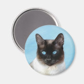 Siamese Katzenmalerei - Niedliche Original Katzenk Magnet (Vorderseite/Rückseite)