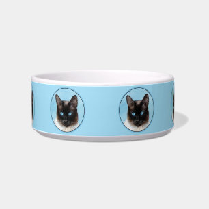 Siamese Katzenmalerei - Niedliche Original Katzenk Napf