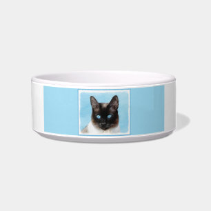 Siamese Katzenmalerei - Niedliche Original Katzenk Napf