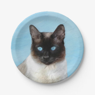 Siamese Katzenmalerei - Niedliche Original Katzenk Pappteller