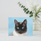 Siamese Katzenmalerei - Niedliche Original Katzenk Postkarte (Stehend Vorderseite)