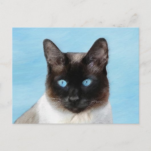 Siamese Katzenmalerei - Niedliche Original Katzenk Postkarte (Vorderseite)
