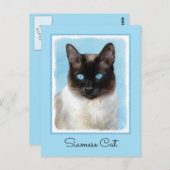 Siamese Katzenmalerei - Niedliche Original Katzenk Postkarte (Vorne/Hinten)