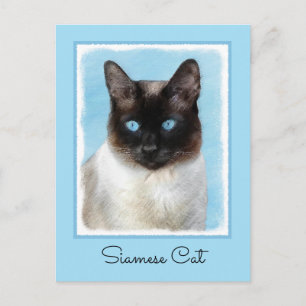 Siamese Katzenmalerei - Niedliche Original Katzenk Postkarte