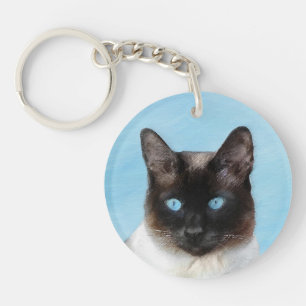 Siamese Katzenmalerei - Niedliche Original Katzenk Schlüsselanhänger