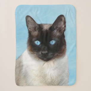 Siamese Katzenmalerei - Niedliche Original Katzenk Sherpadecke