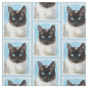 Siamese Katzenmalerei - Niedliche Original Katzenk Stoff