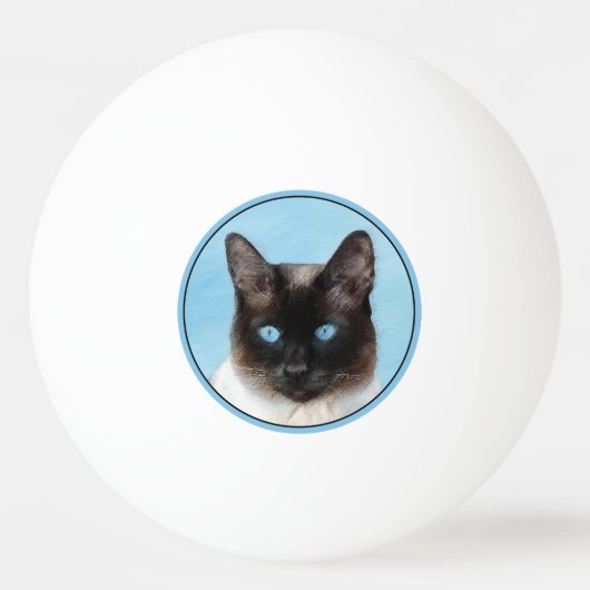 Siamese Katzenmalerei - Niedliche Original Katzenk Tischtennisball (Vorderseite)