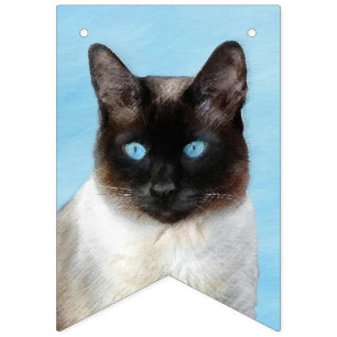 Siamese Katzenmalerei - Niedliche Original Katzenk Wimpelkette