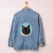 Siamese Katzenmalerei Original Tierart Jeansjacke (Hangar)