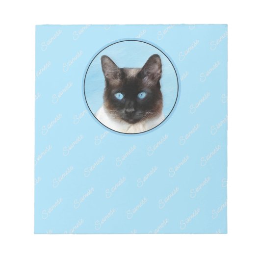 Siamese Katzenmalerei Original Tierart Notizblock (Vorderseite)