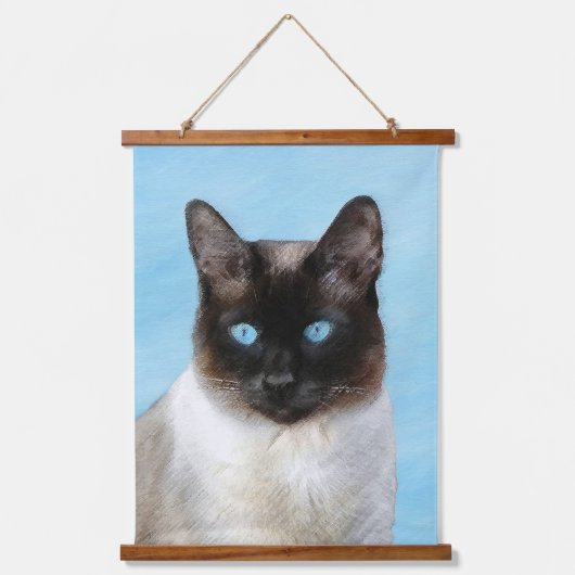 Siamese Katzenmalerei Original Tierart Wandteppich Mit Holzrahmen (Vorderseite)