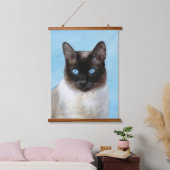 Siamese Katzenmalerei Original Tierart Wandteppich Mit Holzrahmen (Schlafzimmer)