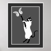 Siamese Katzenschmetterling Schwarz-Weiß-Poster Poster (Vorne)