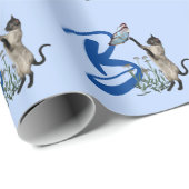 Siamese Katzenschmetterlingsmonogramm Initial B Geschenkpapier (Rolleneckpunkt)