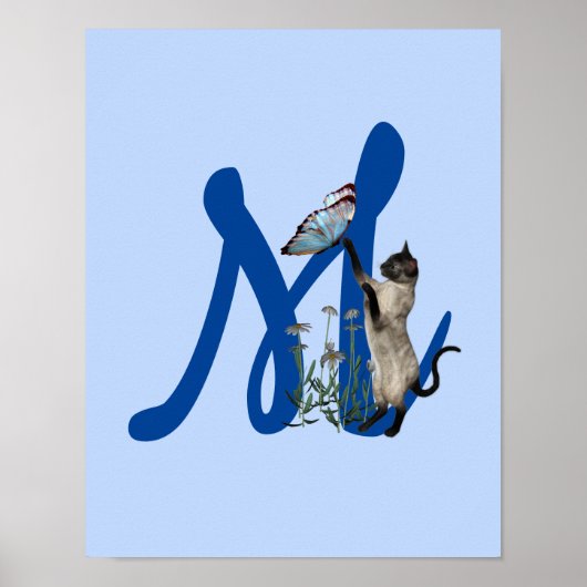 Siamese Katzenschmetterlingsmonogramm Poster (Vorne)