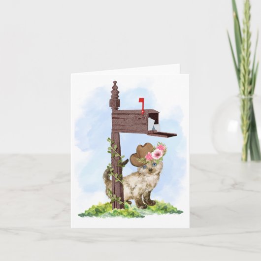 Siamese Kitten and Mailbox Blank Note Card (Vorderseite)