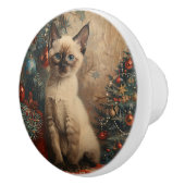 Siamese Kitten Christmas Vintag Cat Keramikknauf (Rechts)