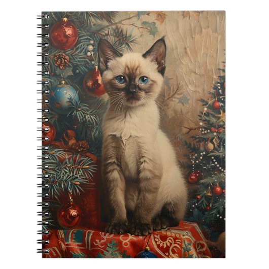 Siamese Kitten Christmas Vintag Cat Notizblock (Vorderseite)