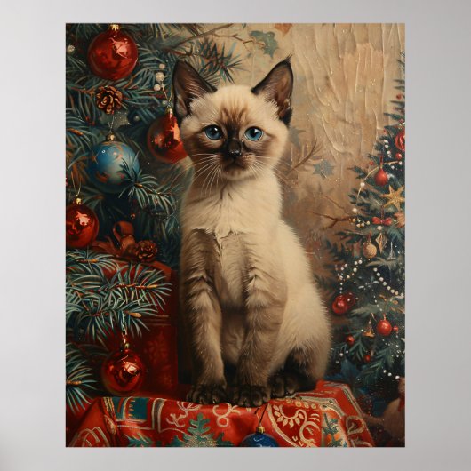 Siamese Kitten Christmas Vintag Cat Poster (Vorne)