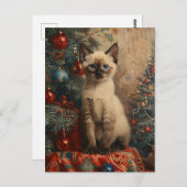 Siamese Kitten Christmas Vintag Cat Postkarte (Vorne/Hinten)