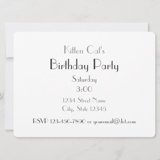 Siamese Kitten Geburtstagsparty Einladung (Rückseite)