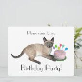 Siamese Kitten Geburtstagsparty Einladung (Stehend Vorderseite)