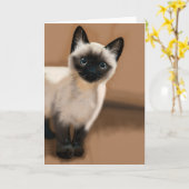 Siamese Kitten Jeder Anlass Grußkarte Karte (Gelbe Blume)