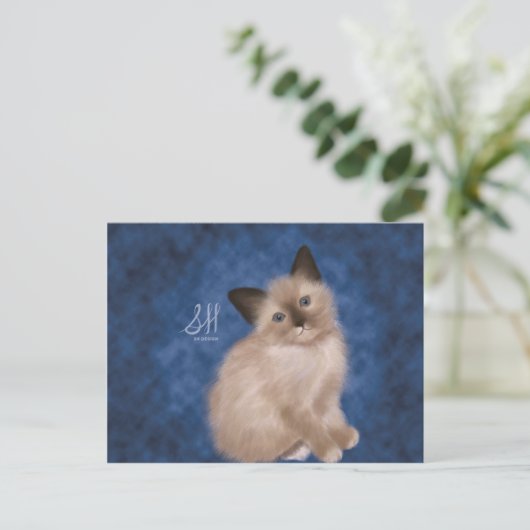 Siamese Kitten Postkarte (Stehend Vorderseite)