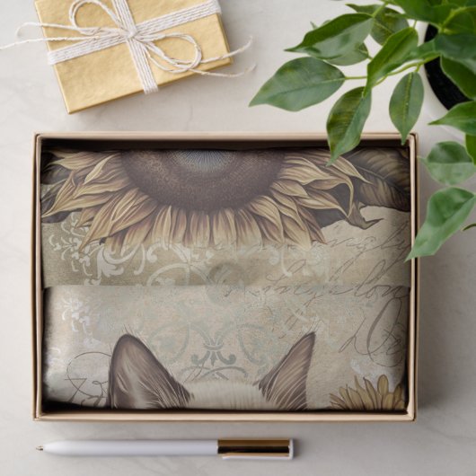 Siamese Kitten Sunflower Cat Seidenpapier (Geschenk)