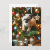 Siamese Kitten Weihnachten Postkarte (Vorne/Hinten)