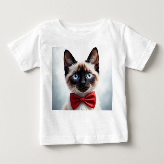 Siamese Kitten with Red Bow Baby T-shirt (Vorderseite)