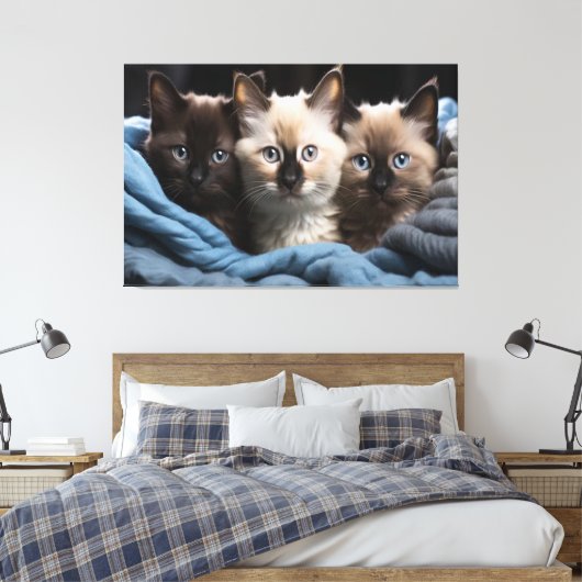 Siamese Kittens Canvas Print Picture 3 Leinwanddruck (Insitu (Schlafzimmer))