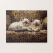 Siamese Kittens Napping Vintage Couch Puzzle (Horizontal)