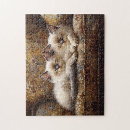 Siamese Kittens Napping Vintage Couch Puzzle (Vertikal)