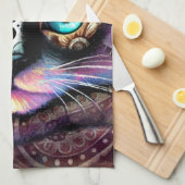 Siamese Kitty Cat Crocus Floral Lila Aquamarin Geschirrtuch (Viertel Falte)