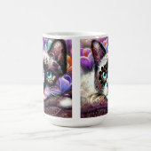 Siamese Kitty Cat Crocus Floral Lila Aquamarin Kaffeetasse (Mittel)