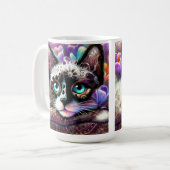 Siamese Kitty Cat Crocus Floral Lila Aquamarin Kaffeetasse (Vorderseite Links)