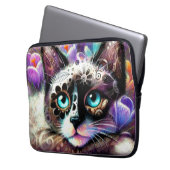 Siamese Kitty Cat Crocus Floral Lila Aquamarin Laptopschutzhülle (Vorderseite Links)