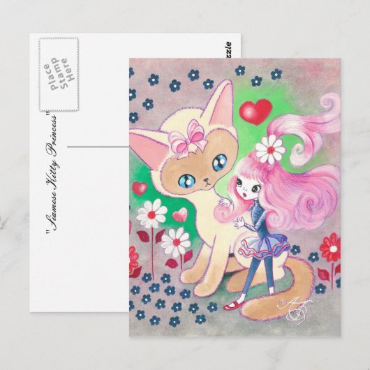 Siamese Kitty Liebe Fun Postkarte (Vorne/Hinten)