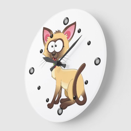 Siamese Kitty Wall Clock Große Wanduhr (Winkel)