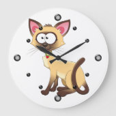 Siamese Kitty Wall Clock Große Wanduhr (Vorderseite)