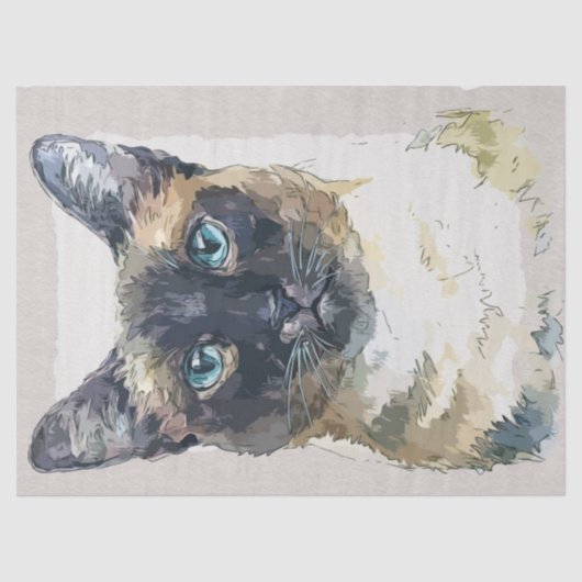 Siamese Kurzhaarkatze Wasserfarbe Sketch Seidenpapier (Vorderseite)