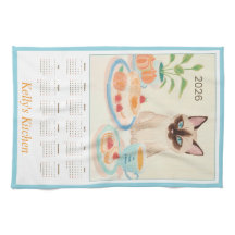 Siamese Paws & Tea Time Kitchen Towel Calendar