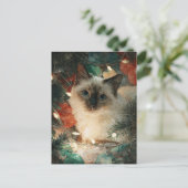 Siamese Point Katze Weihnachten Postkarte (Stehend Vorderseite)